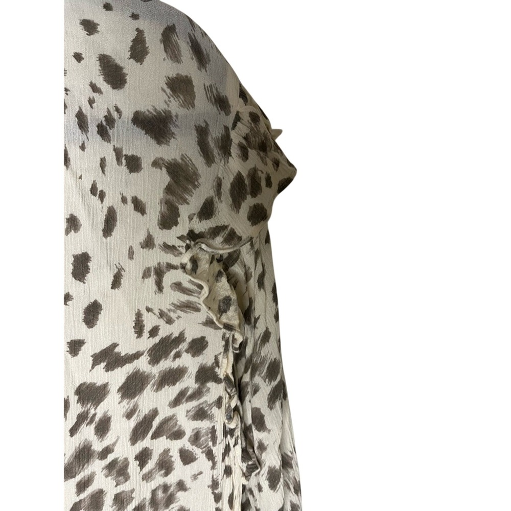 Rails Cream & Taupe Animal Print Long Sleeve Drawstring Dress XL - Picture 4 of 9